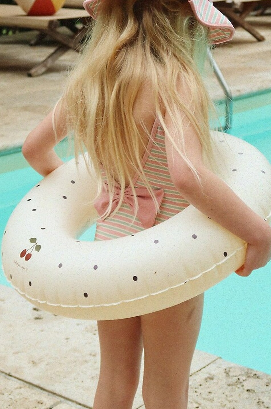 KONGES SLØJD Chapeau de plage rayé à nœud  fille Bow Wow Fille ROSE 3