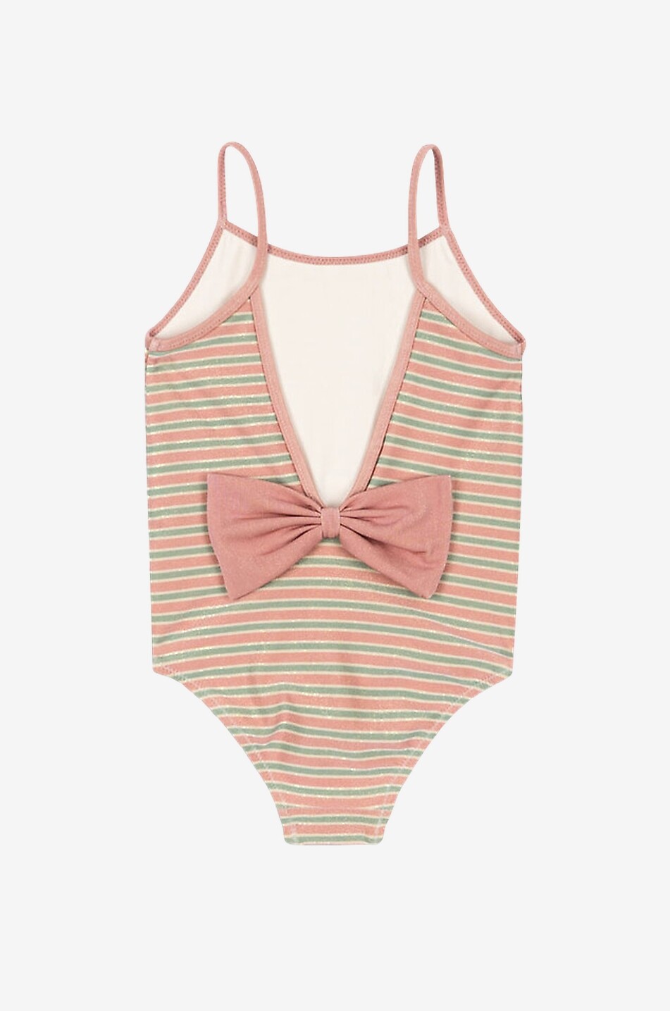 KONGES SLØJD Bow Wow striped bow-adorned girls' swimsuit Girl PINK 2