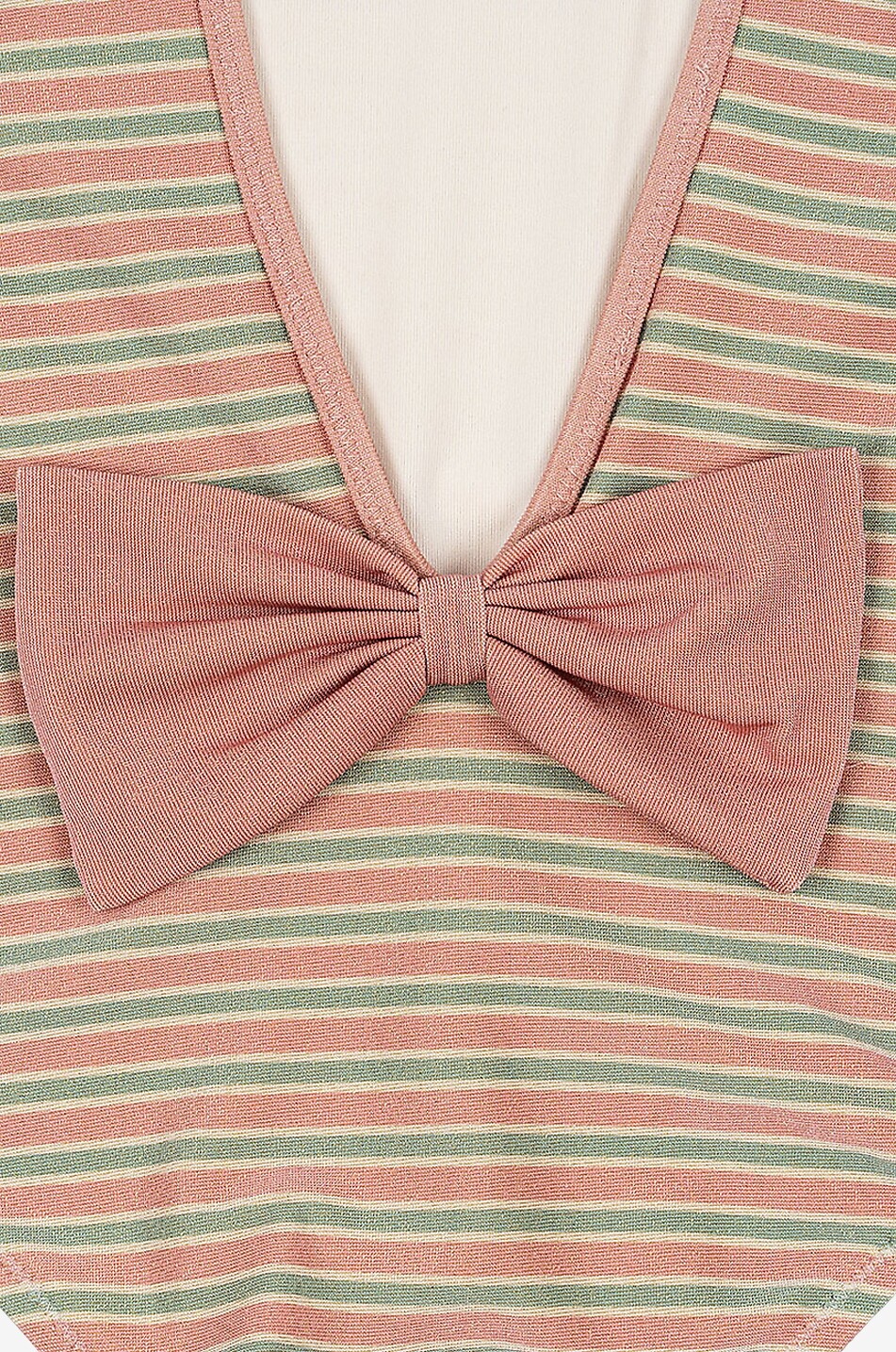 KONGES SLØJD Bow Wow striped bow-adorned girls' swimsuit Girl PINK 5