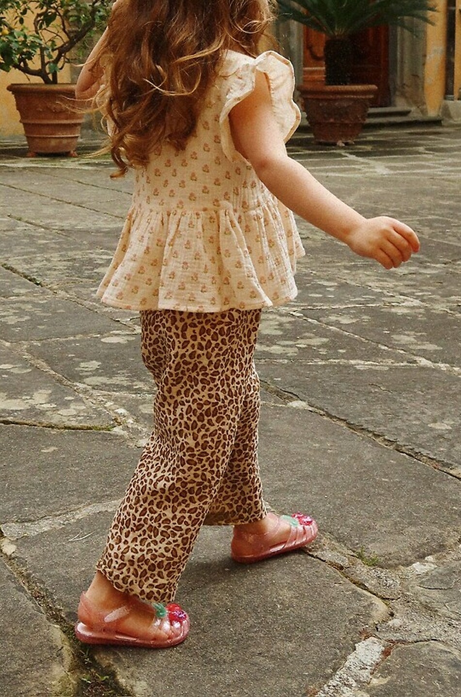 KONGES SLØJD Pantalon fille en gaze de coton imprimé Coco Fille Marron 4