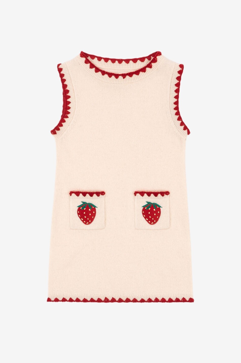 Colette Strawberry embroidered wool knit short dress for girls
