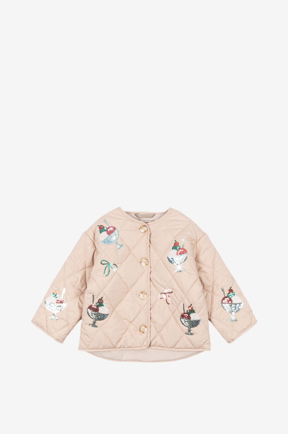 KONGES SLØJD Bestickte Mädchen-Steppjacke Flora Sequin Gelato Mädchen HELLROSA 1