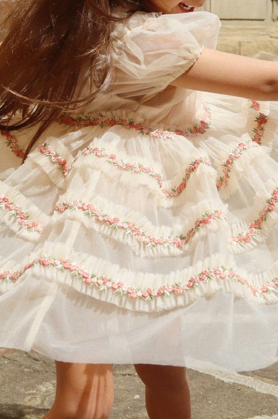 KONGES SLØJD Joelle girl's short embroidered tulle dress Girl LIGHT PINK 3