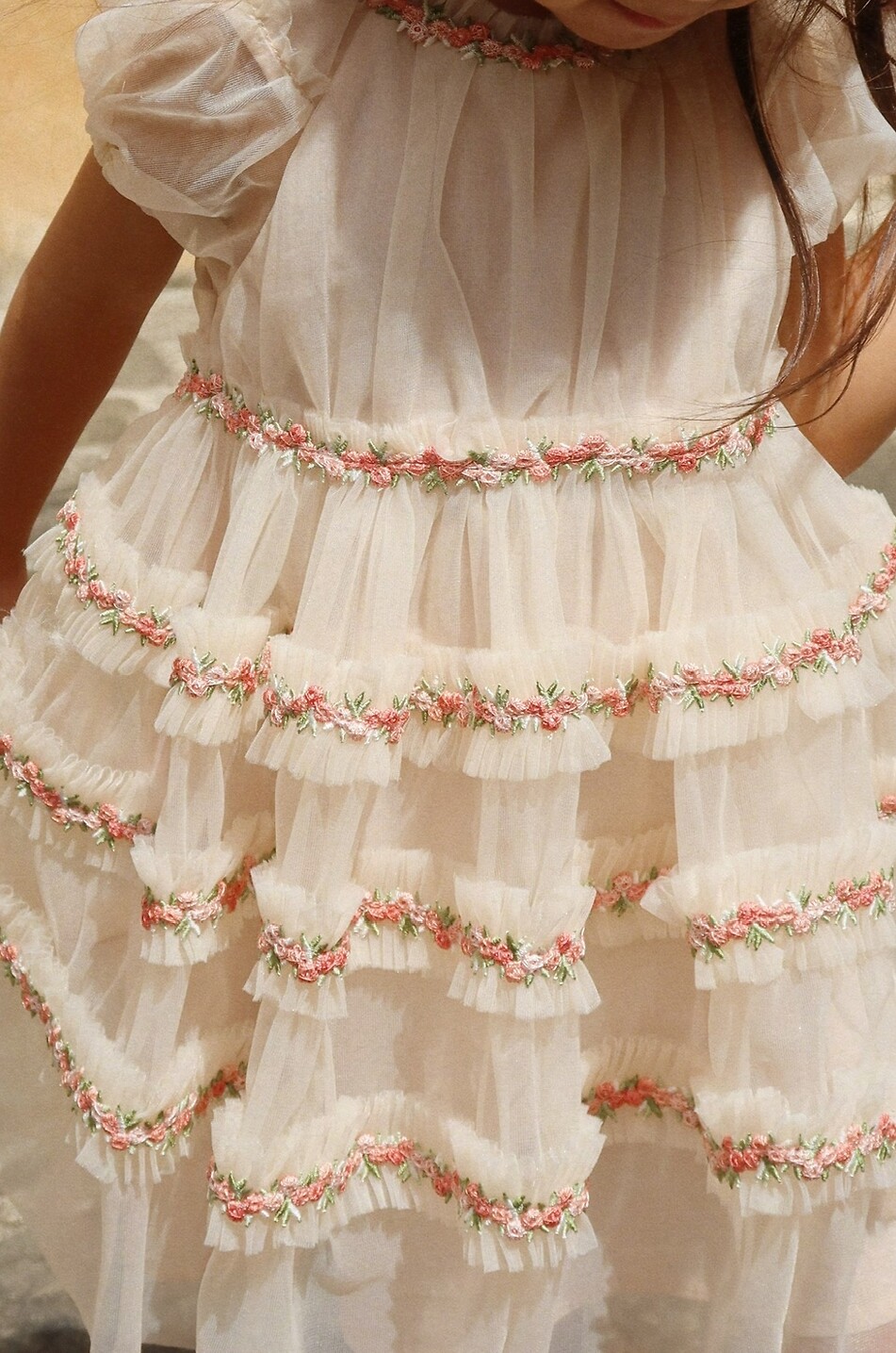 KONGES SLØJD Joelle girl's short embroidered tulle dress Girl LIGHT PINK 4