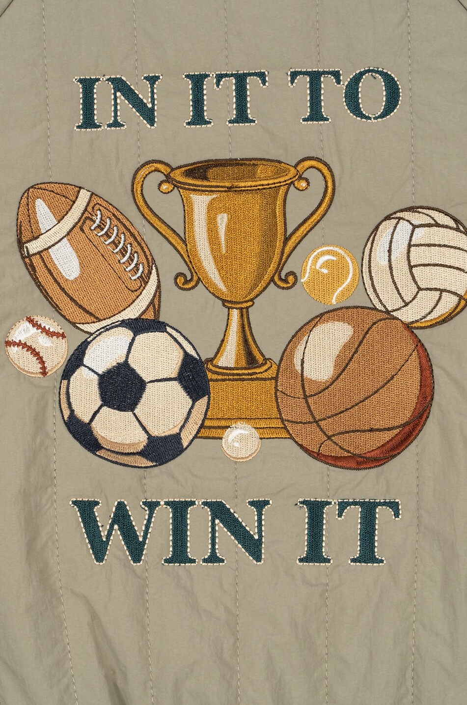 KONGES SLØJD Juno I'm Game Laurel Oak boys' quilted nylon embroidered bomber jacket Boy KHAKI 7