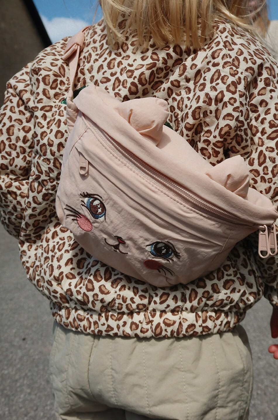 KONGES SLØJD Juno Kitty girl's embroidered belt bag Girl LIGHT PINK 3