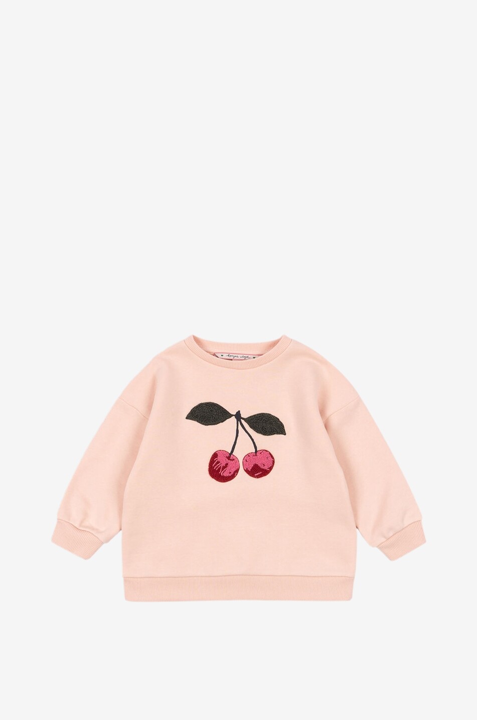 Sweat-shirt a col rond brodé cerises fille Lou Evening Sand