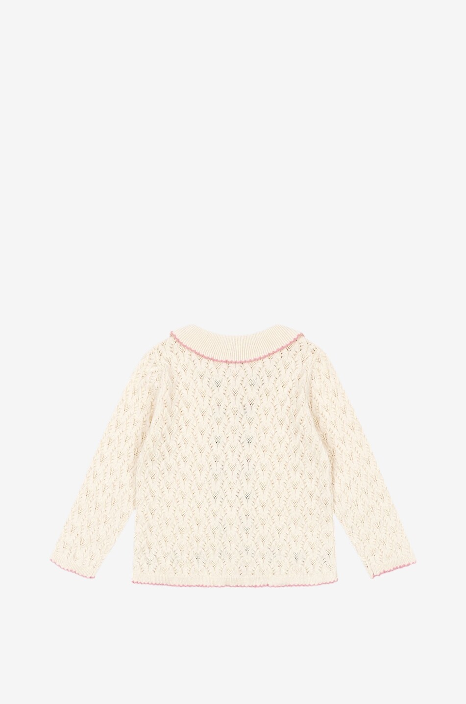 KONGES SLØJD Rosier floral embroidered openwork cotton baby cardigan Baby EGGSHELL 2
