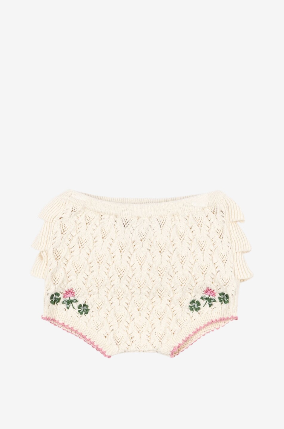 KONGES SLØJD Bloomer bébé en maille ajourée brodé Rosier Bébé BLANC CASSE 1
