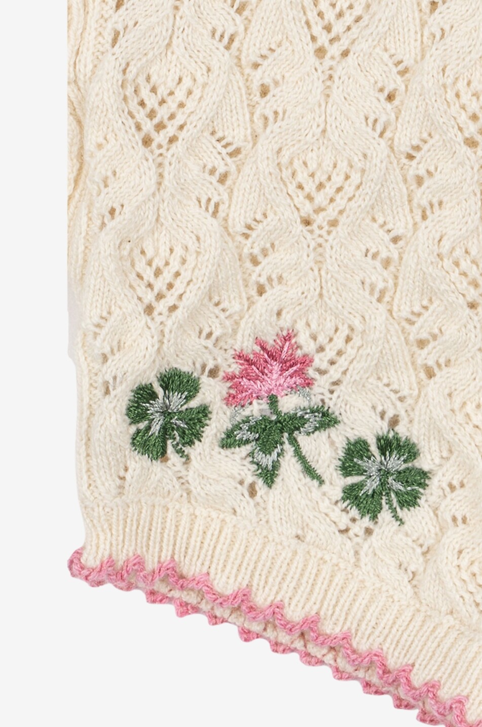 KONGES SLØJD Bloomer bébé en maille ajourée brodé Rosier Bébé BLANC CASSE 3