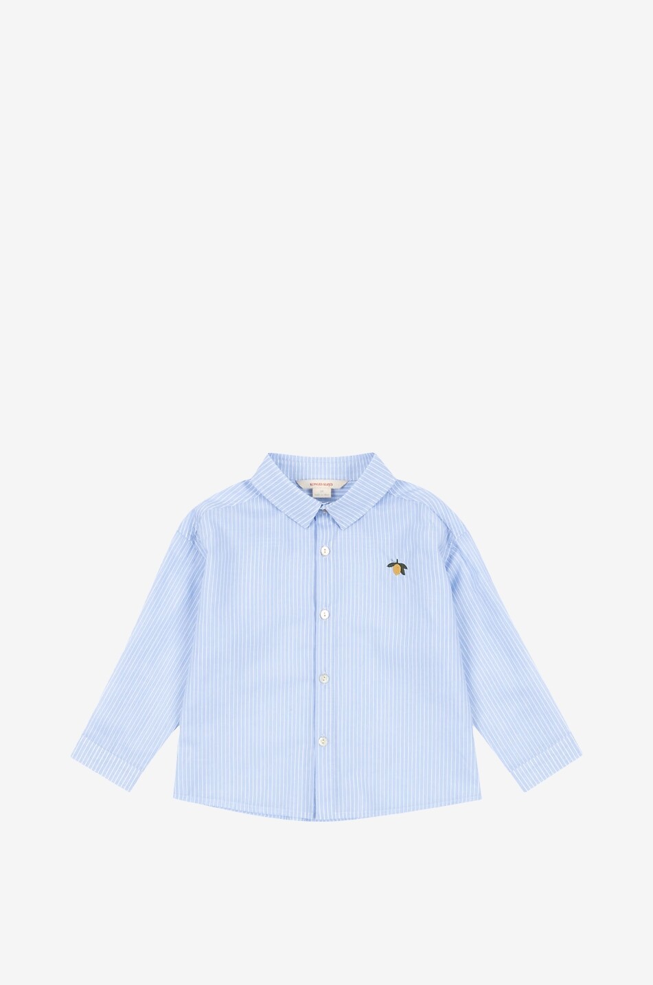 KONGES SLØJD Gestreiftes Jungen-Hemd mit Stickerei aus Bio-Baumwolle Wes Junge HELLBLAU 1