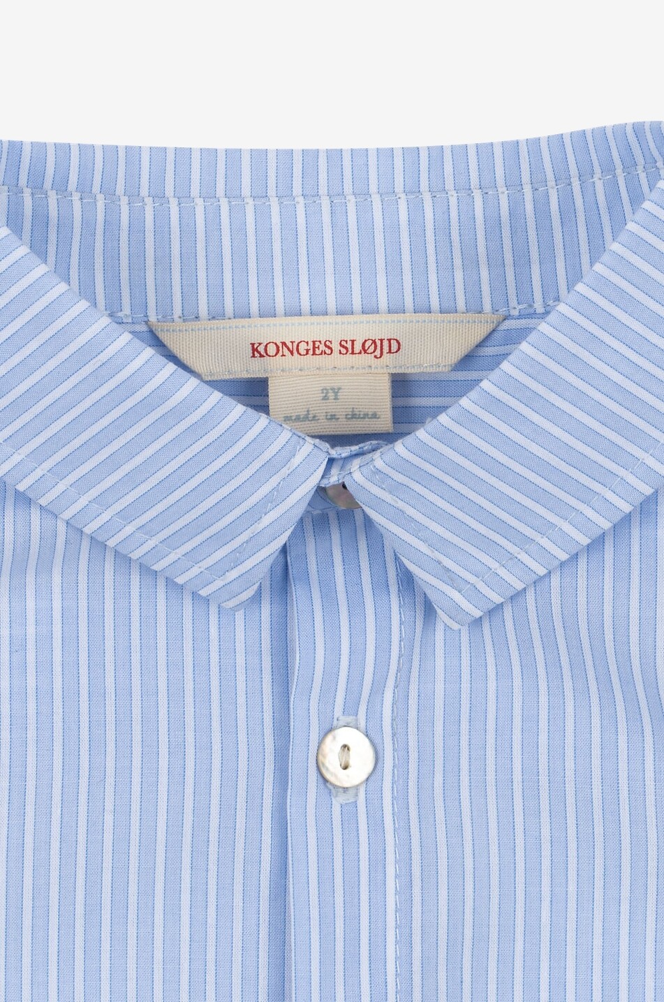 KONGES SLØJD Gestreiftes Jungen-Hemd mit Stickerei aus Bio-Baumwolle Wes Junge HELLBLAU 6