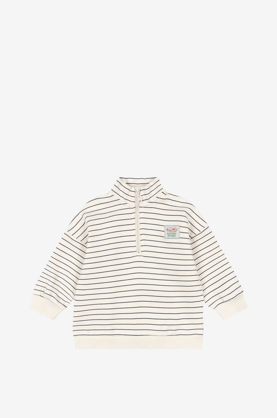 KONGES SLØJD Sweat-shirt rayé à col montant zippé garçon Lou Flintstone Stripe Garçon BLANC CASSE 1