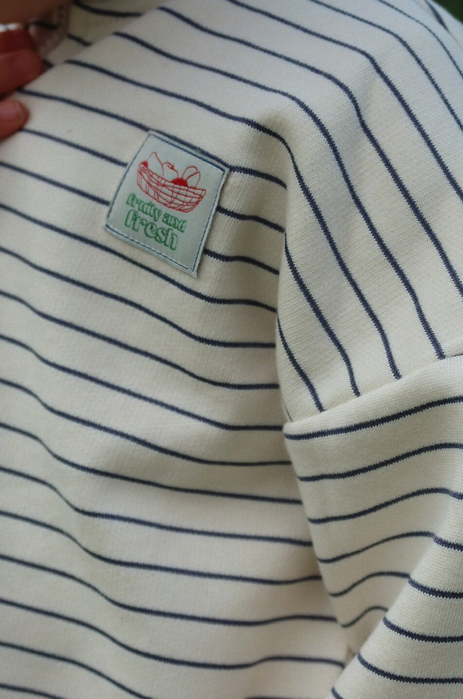 KONGES SLØJD Sweat-shirt rayé à col montant zippé garçon Lou Flintstone Stripe Garçon BLANC CASSE 5