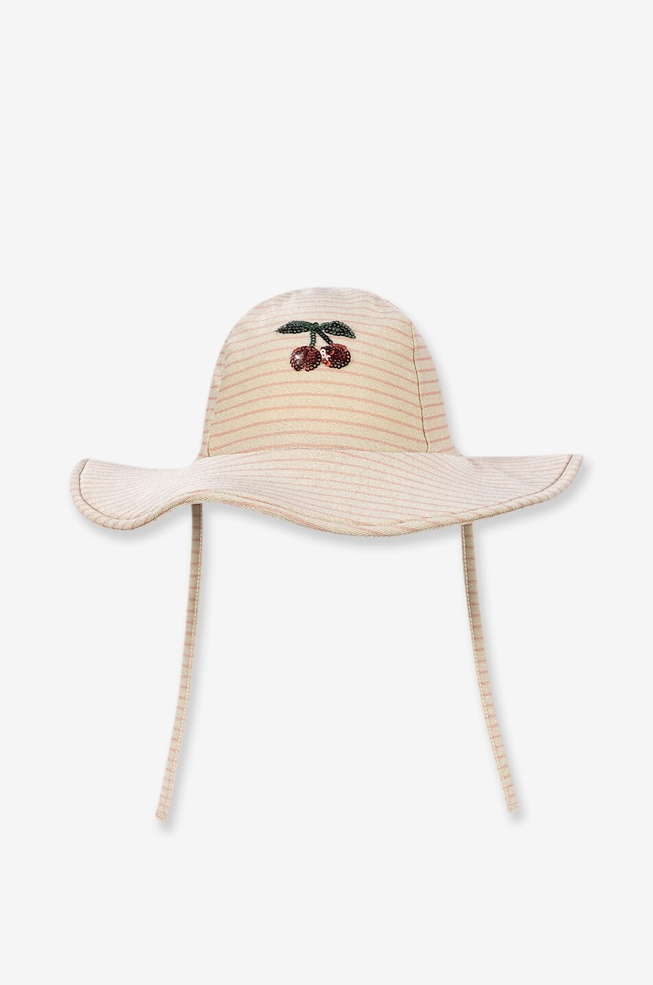 Chapeau de plage brodé cerises fille Jade Rose Stripe