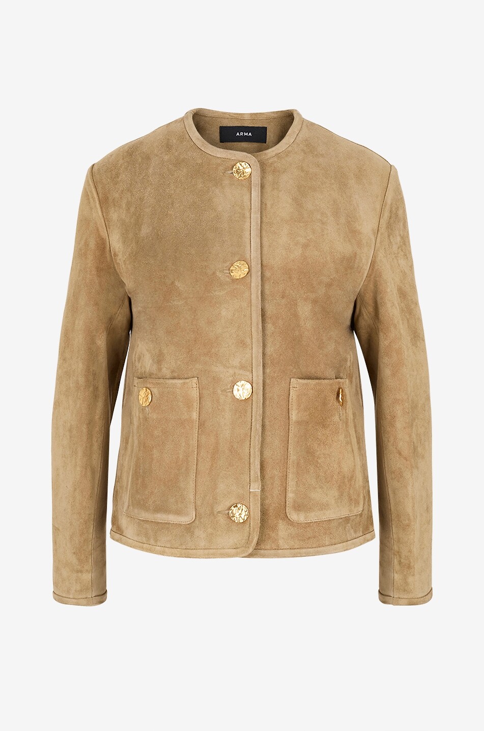 Sogno suede round-neck short jacket