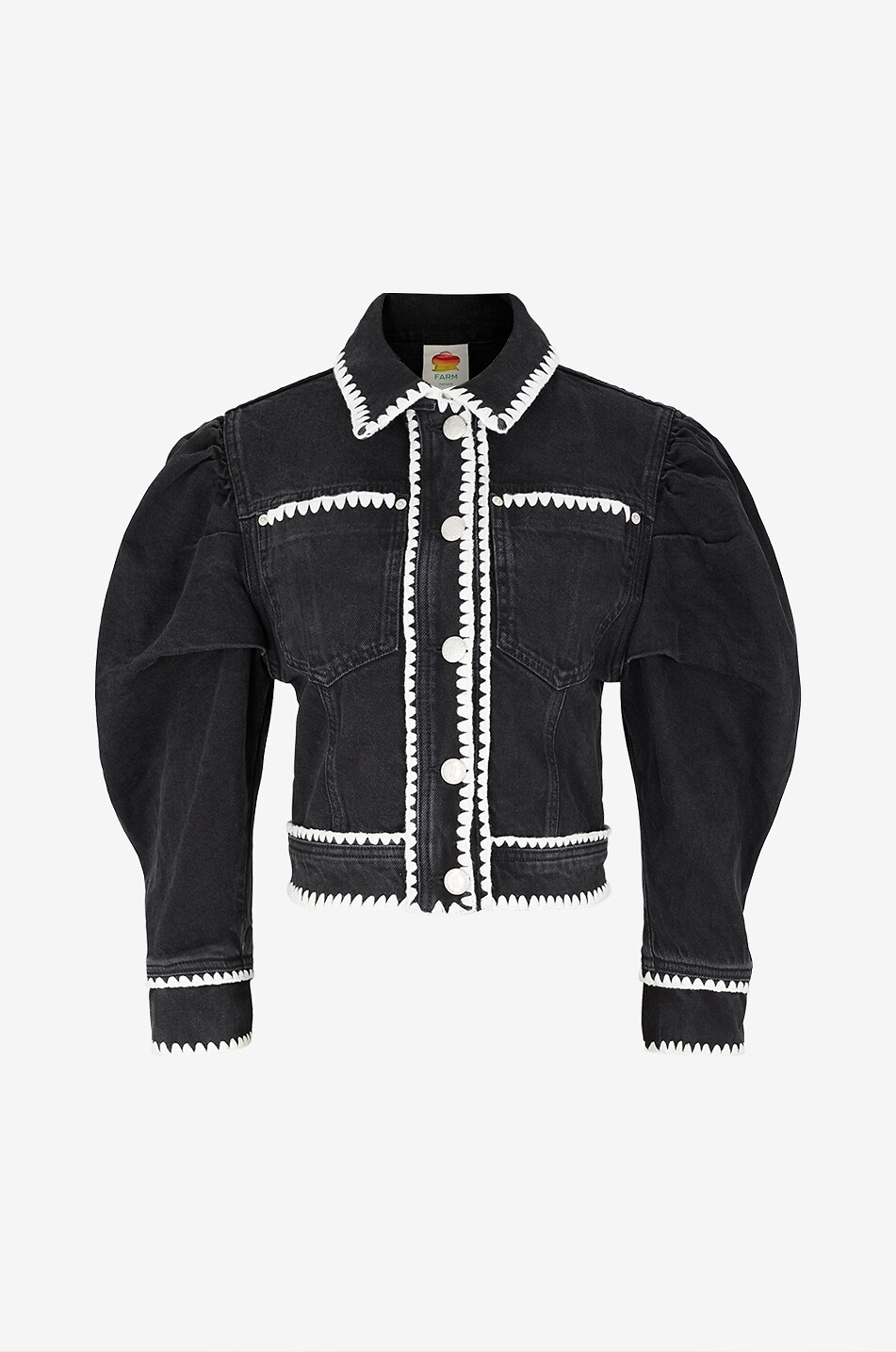Romantic Crochet denim puff sleeve jacket