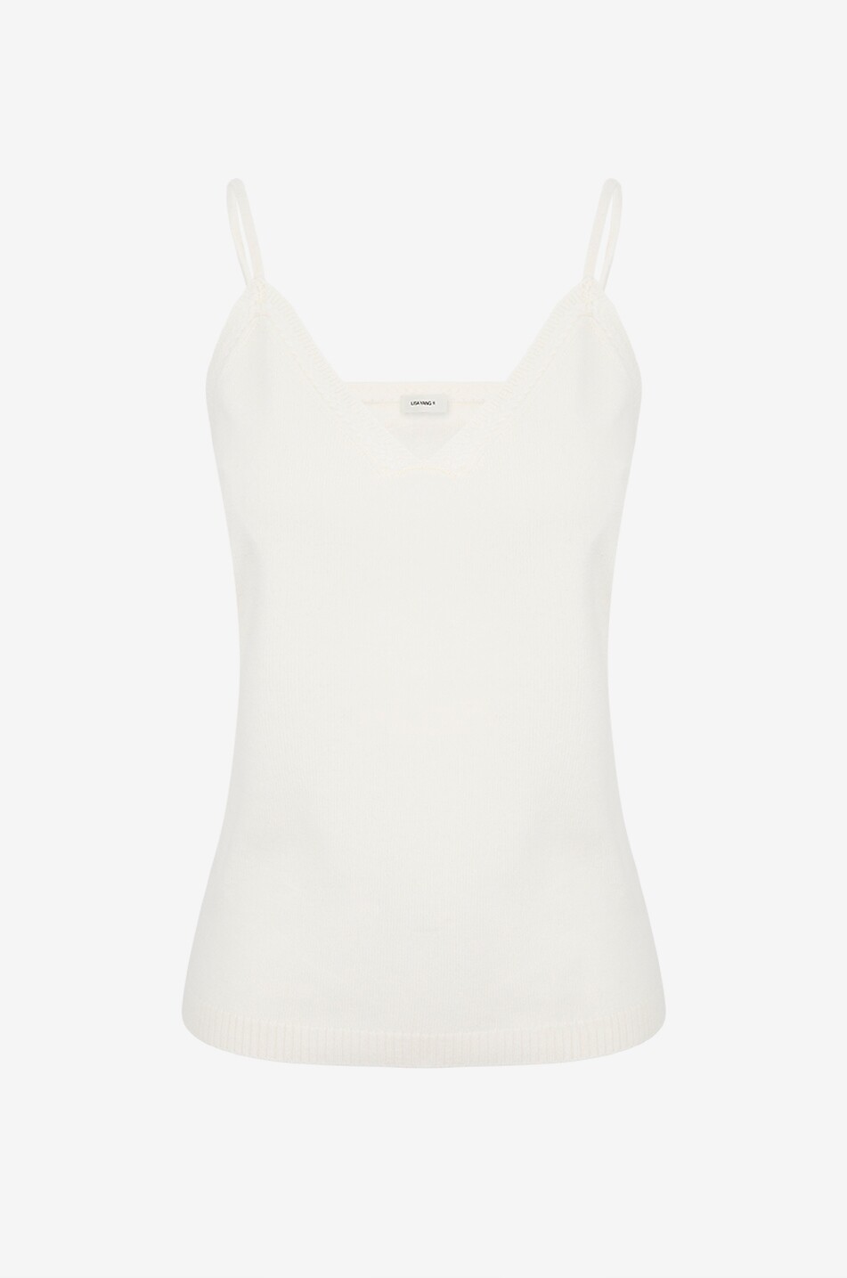 LISA YANG Top à col V sans manches en cachemire Femme BLANC CASSE 1