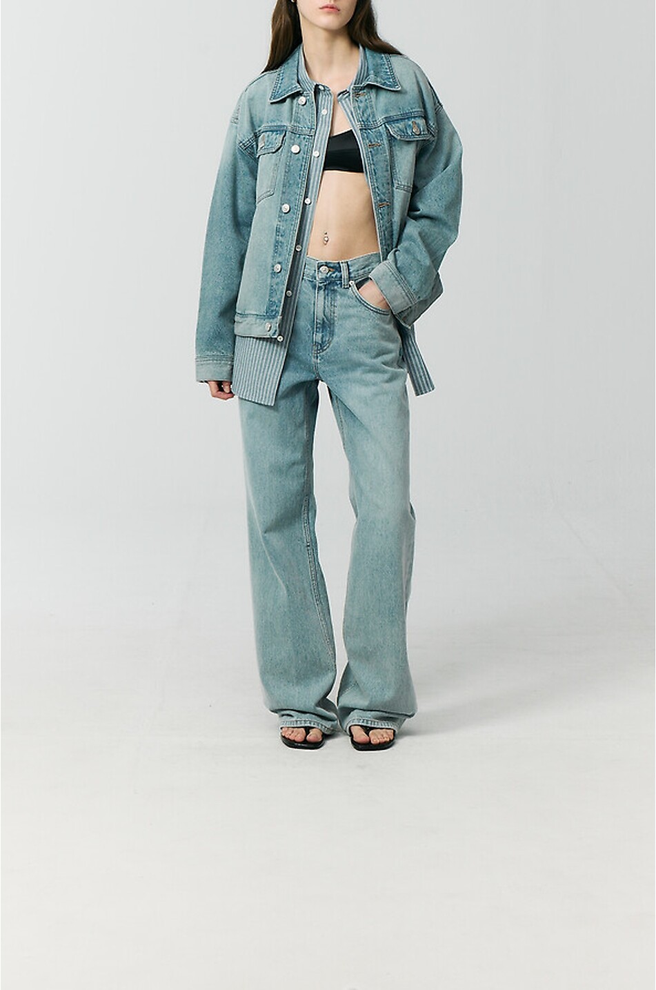 DUNST Jean évasé décontracté en denim de coton délavé Femme BLEU CLAIR 9