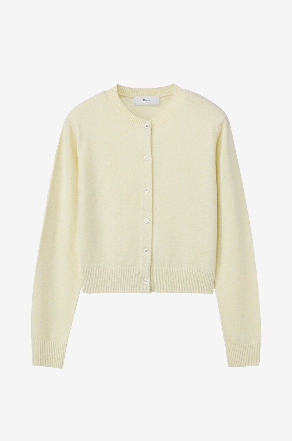 Cardigan boutonné à col rond en laine mélangée