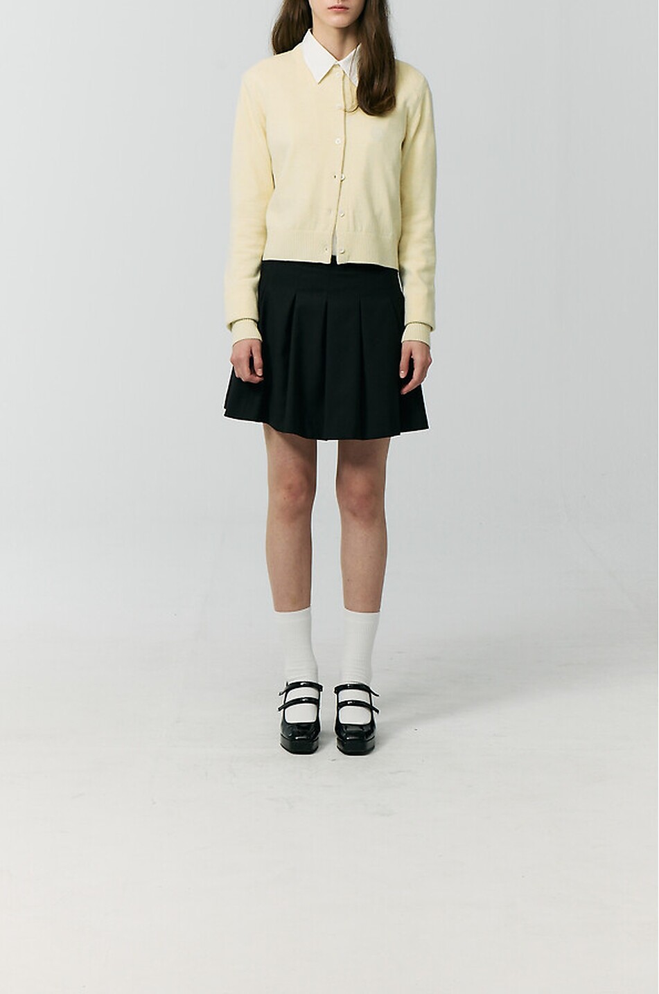 DUNST Cardigan boutonné à col rond en laine mélangée Femme JAUNE CLAIR 3