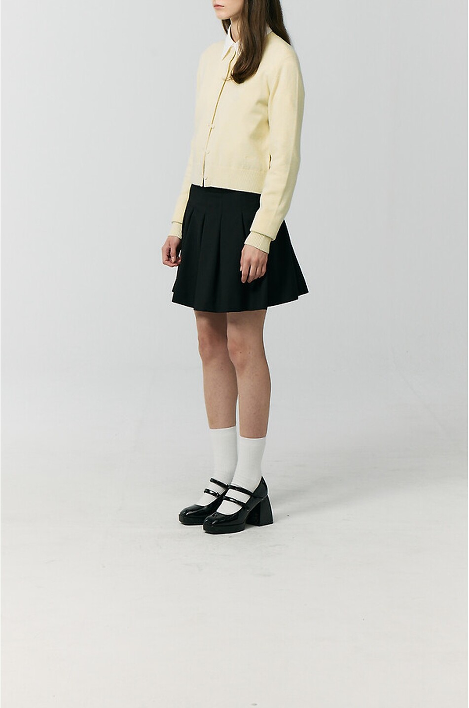 DUNST Cardigan boutonné à col rond en laine mélangée Femme JAUNE CLAIR 7