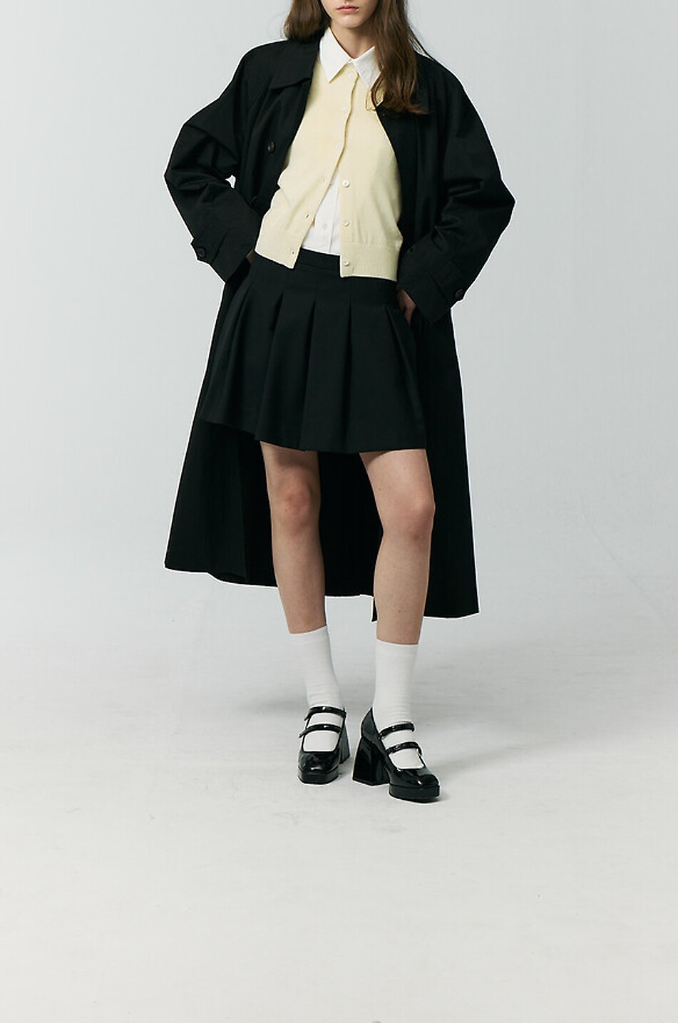 DUNST Cardigan boutonné à col rond en laine mélangée Femme JAUNE CLAIR 8