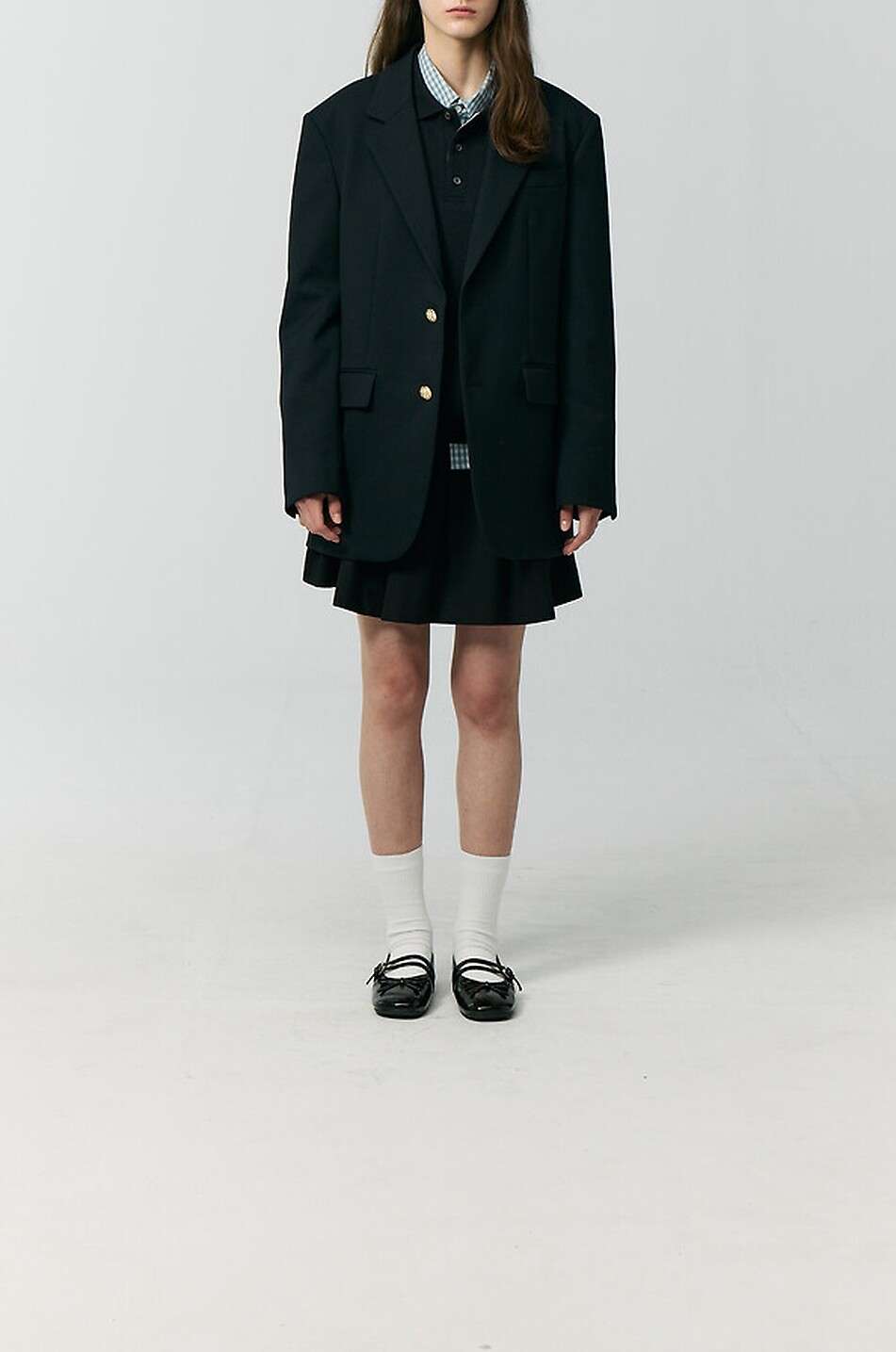 DUNST Einreihiger Unisex-Wollmix-Blazer Damen DUNKELBLAU 3