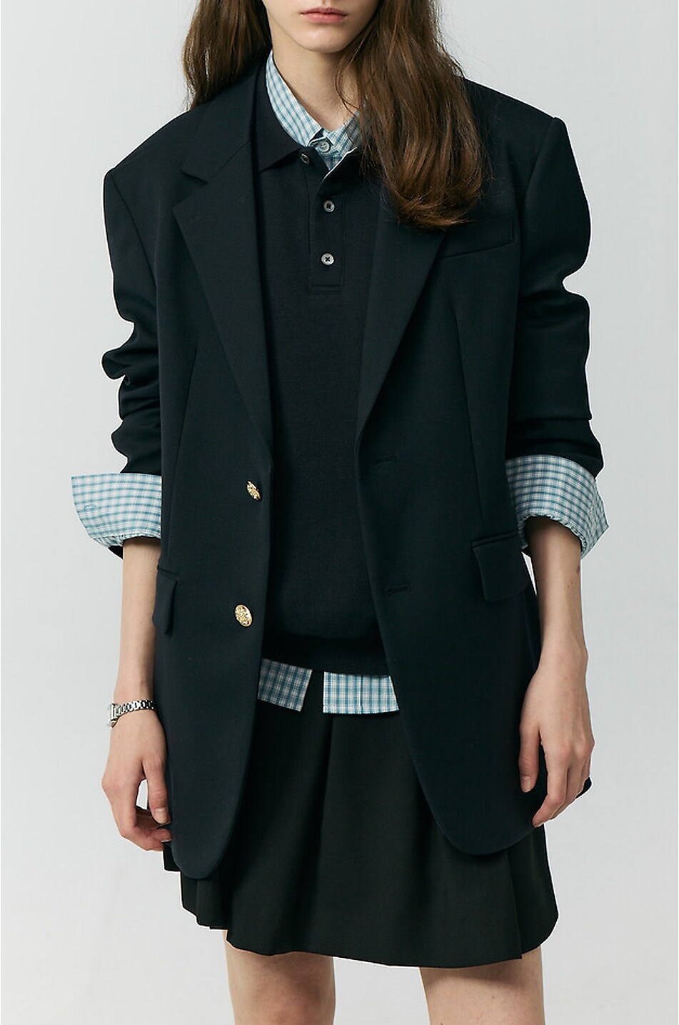 DUNST Einreihiger Unisex-Wollmix-Blazer Damen DUNKELBLAU 5