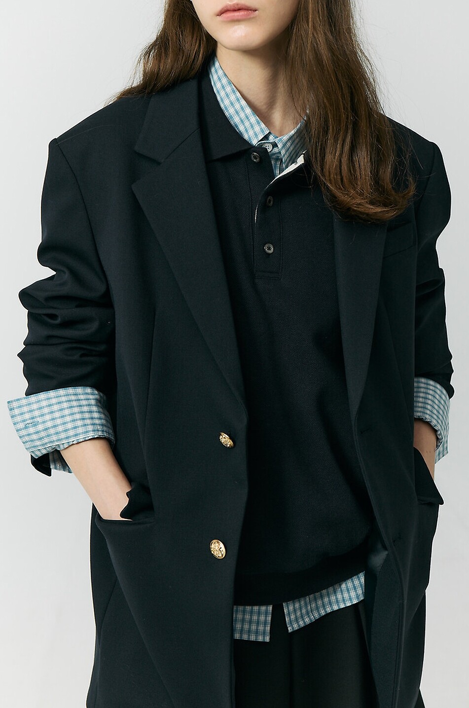 DUNST Einreihiger Unisex-Wollmix-Blazer Damen DUNKELBLAU 6