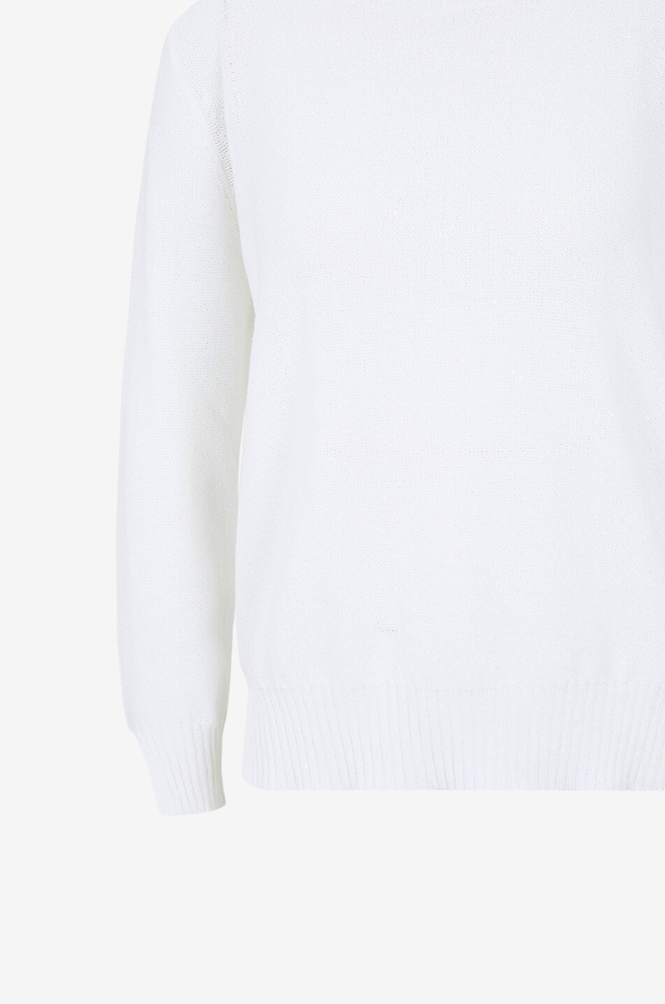 PANICALE Lässiger Moosstrick-Pullover aus Baumwolle mit Pailletten Damen WEISS 5