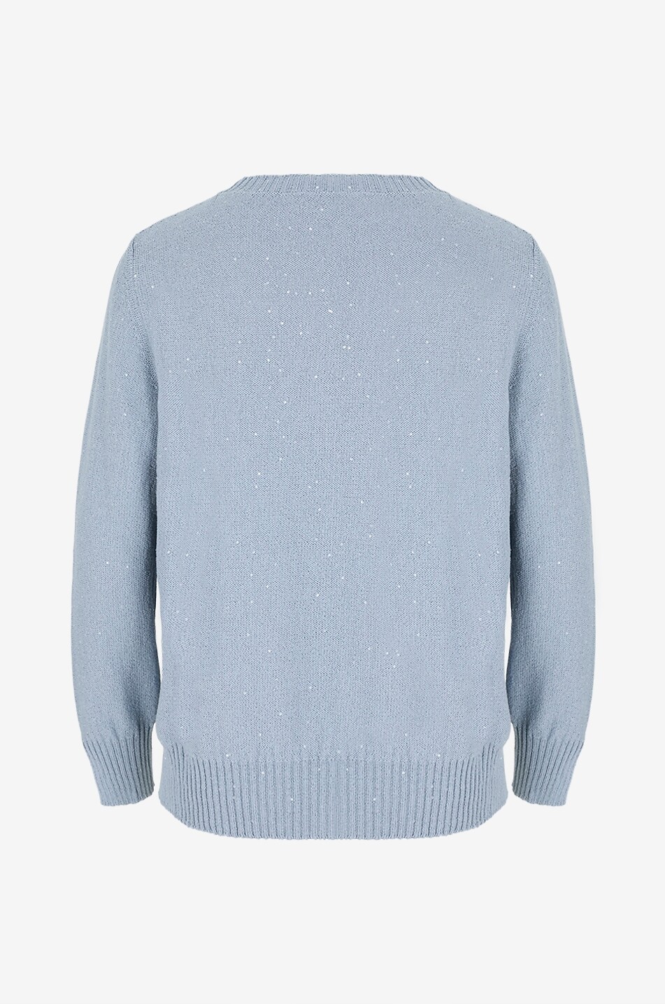 PANICALE Lässiger Moosstrick-Pullover aus Baumwolle mit Pailletten Damen HELLBLAU 2