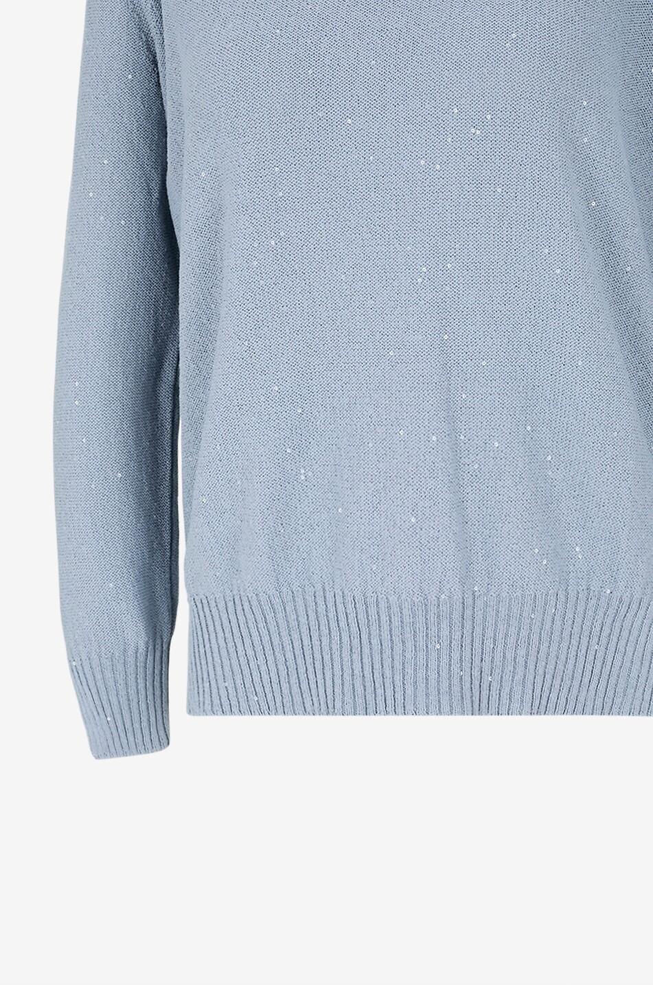 PANICALE Lässiger Moosstrick-Pullover aus Baumwolle mit Pailletten Damen HELLBLAU 3