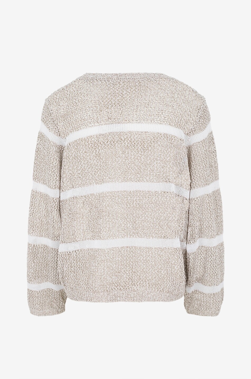 PANICALE Lässiger gestreifter Lochstrickpullover aus Baumwolle mit Pailletten Damen BRAUN 2