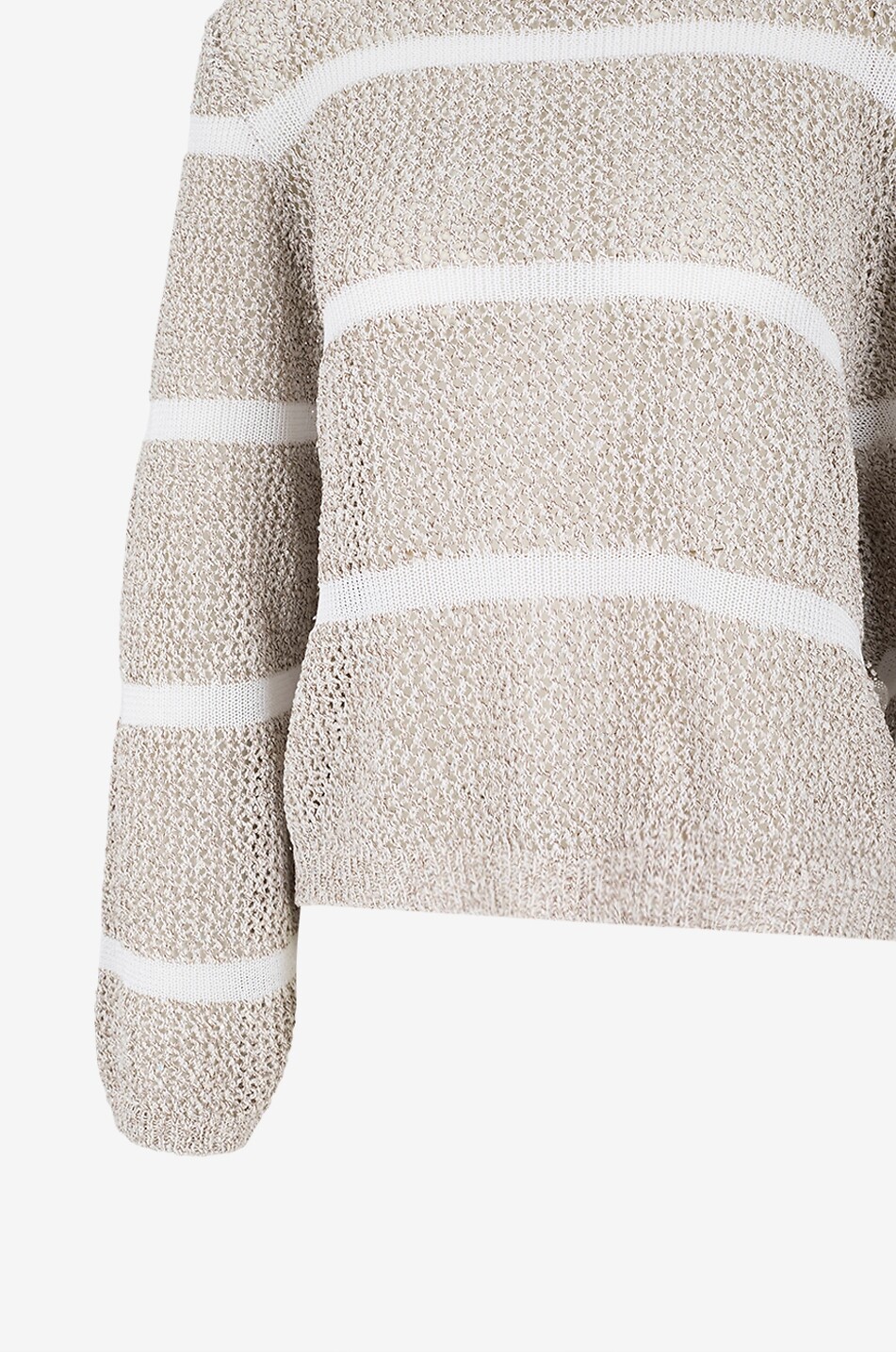 PANICALE Lässiger gestreifter Lochstrickpullover aus Baumwolle mit Pailletten Damen BRAUN 5