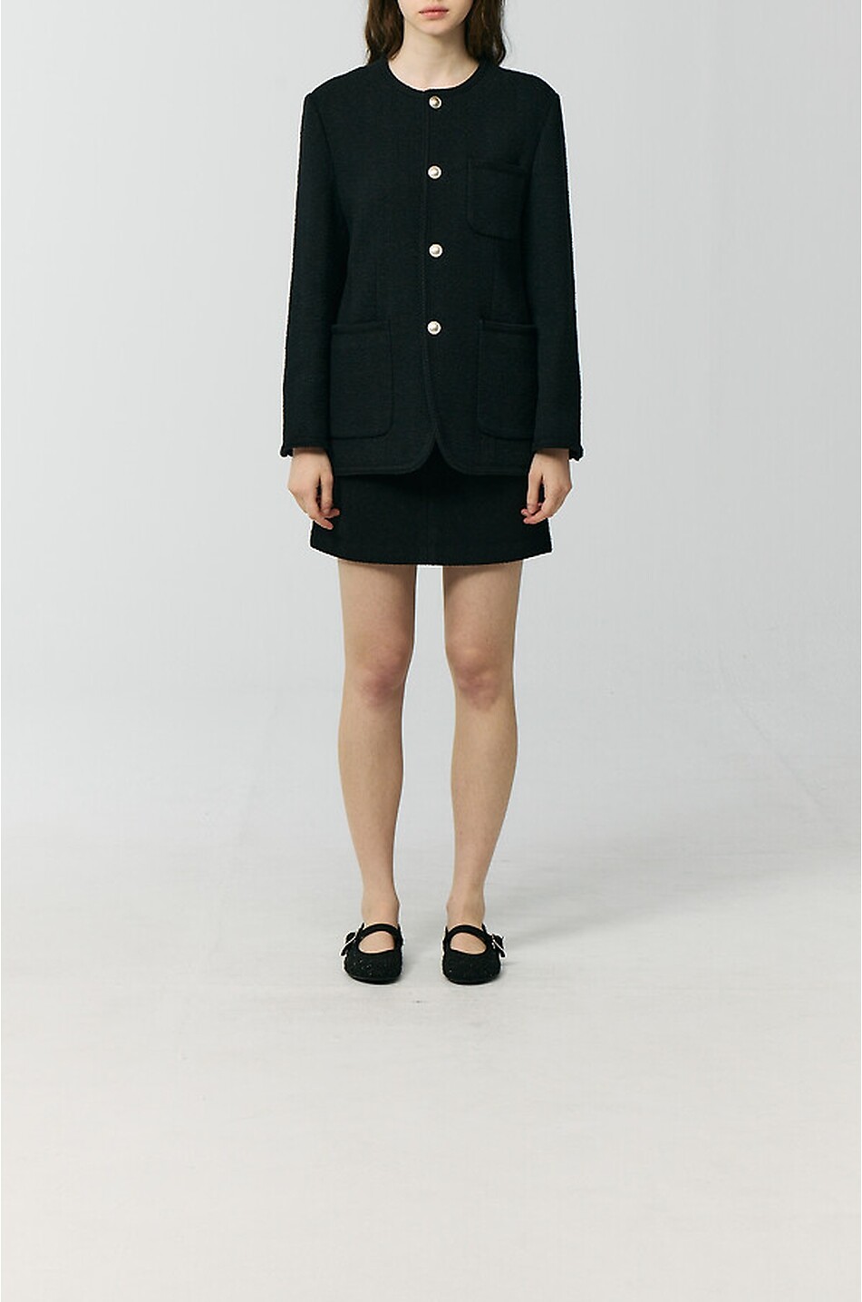 DUNST Sleeveless A-line tweed jacket Women BLACK 9