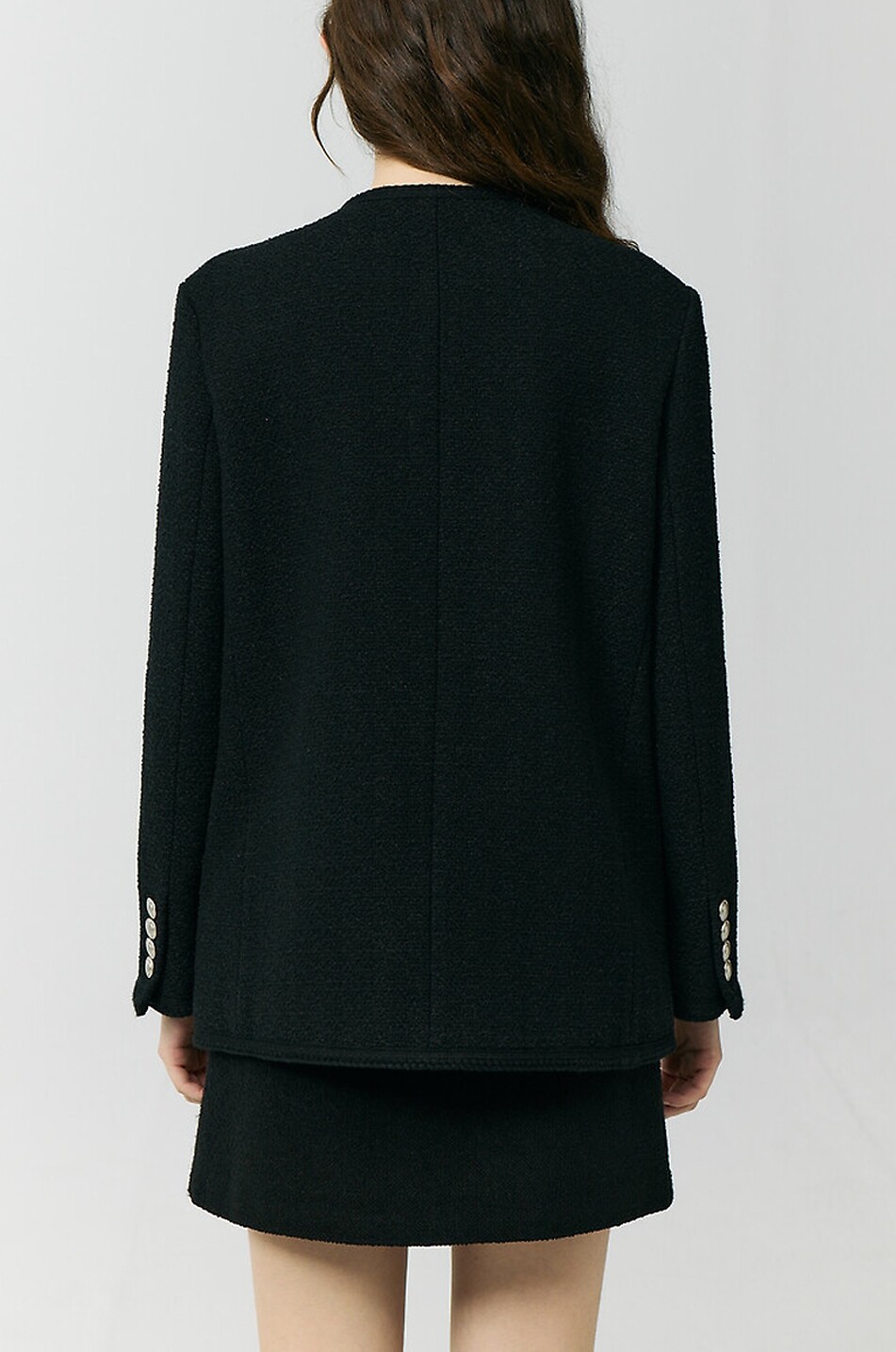 DUNST Sleeveless A-line tweed jacket Women BLACK 5