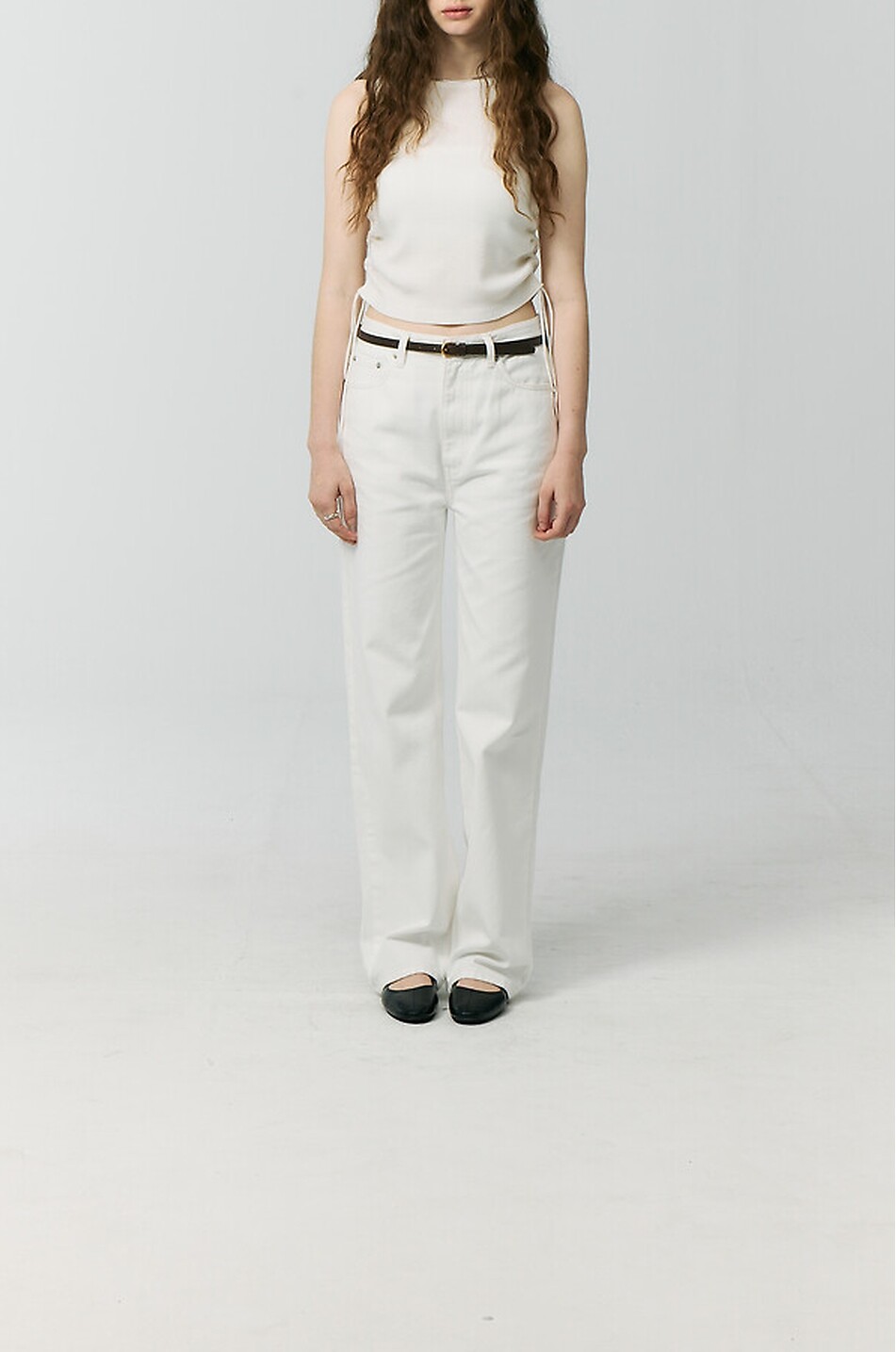 DUNST Gerafftes Tanktop aus Ripp-Jersey Damen WEISS 3