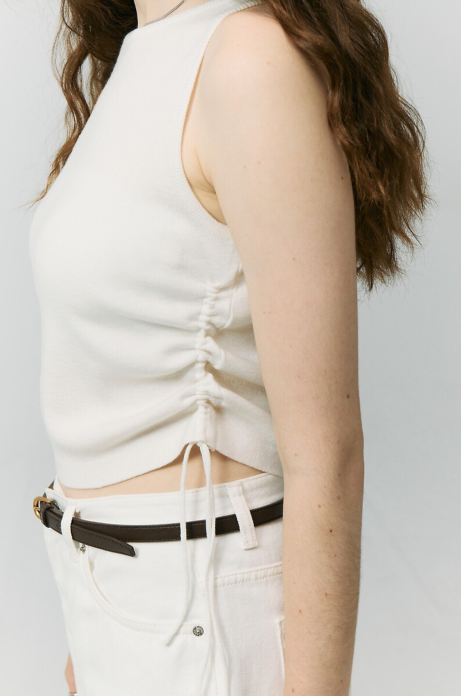 DUNST Gerafftes Tanktop aus Ripp-Jersey Damen WEISS 4