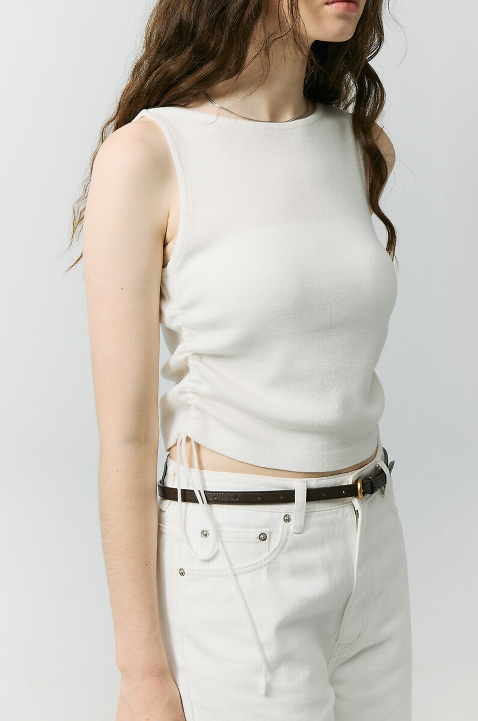 DUNST Gerafftes Tanktop aus Ripp-Jersey Damen WEISS 7