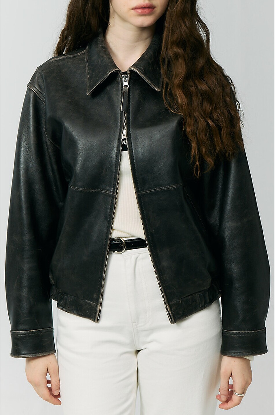 DUNST Drizzler lambskin leather jacket with shirt collar Women BLACK 4