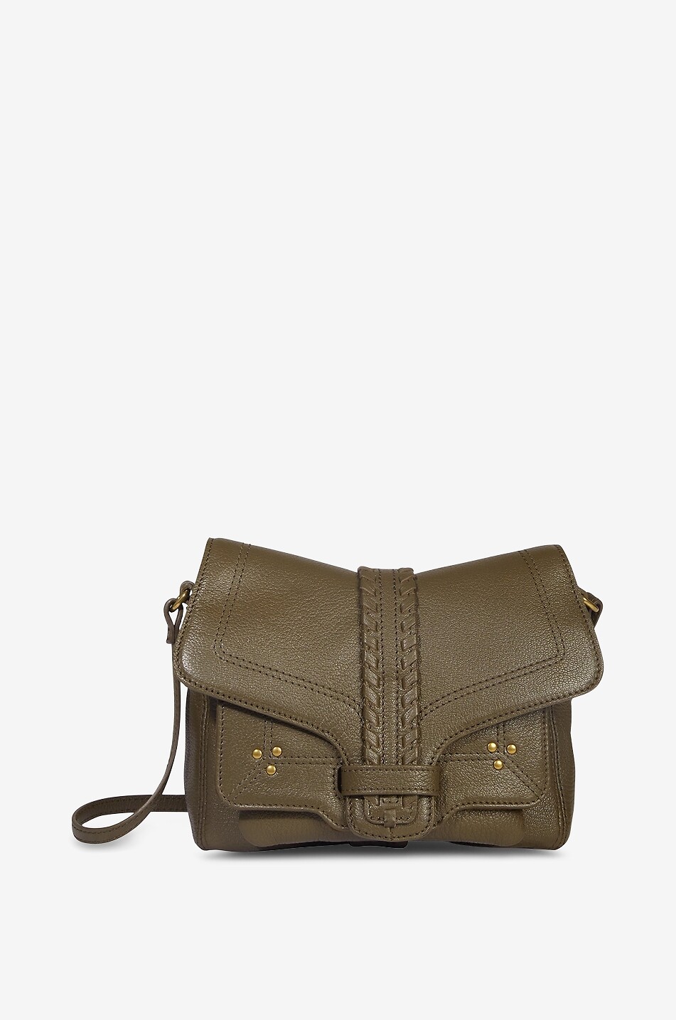 JEROME DREYFUSS Schultertasche aus genarbtem Leder mit Flecht-Detail Harry S Damen KHAKI 1