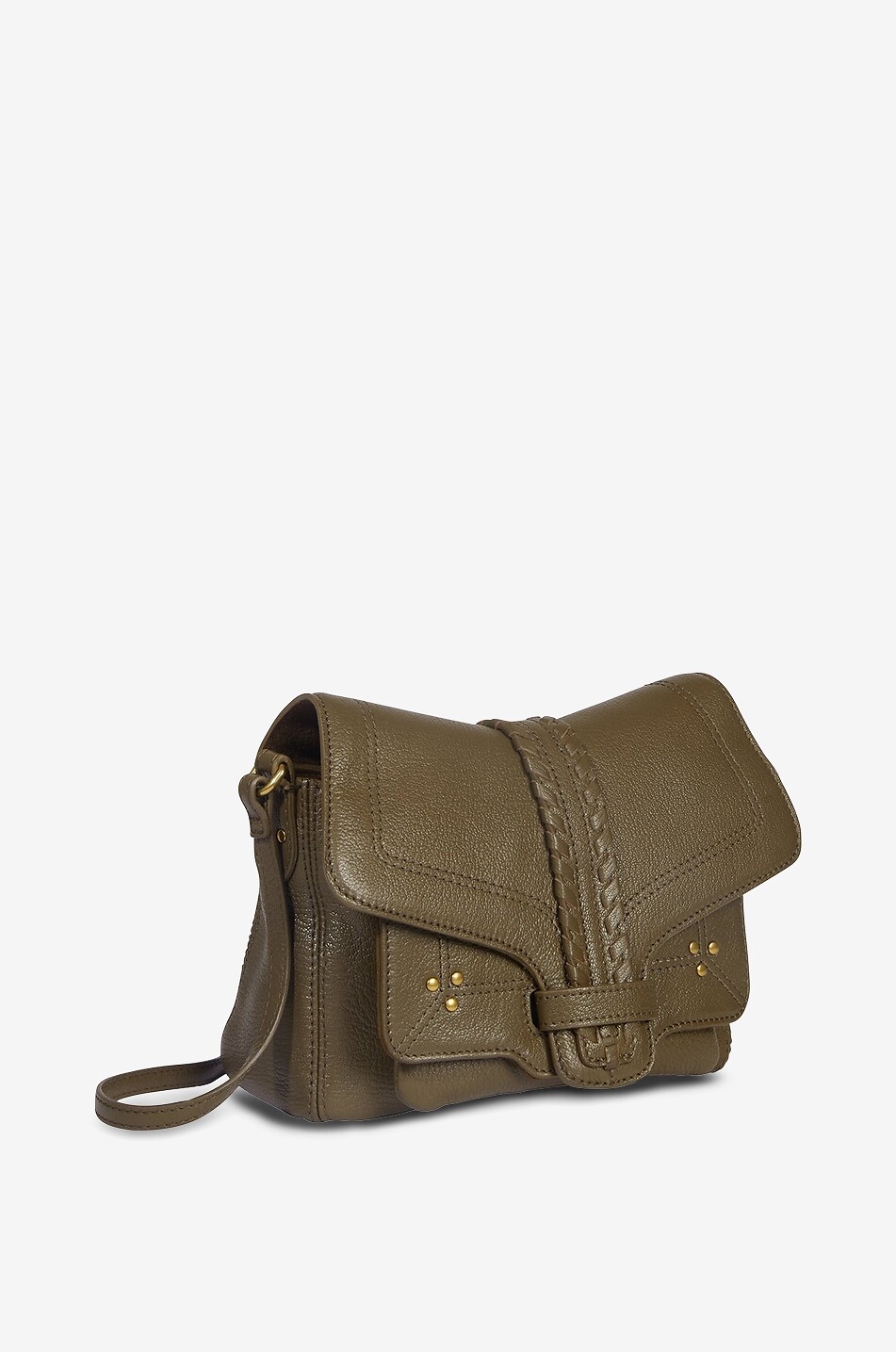 JEROME DREYFUSS Schultertasche aus genarbtem Leder mit Flecht-Detail Harry S Damen KHAKI 2