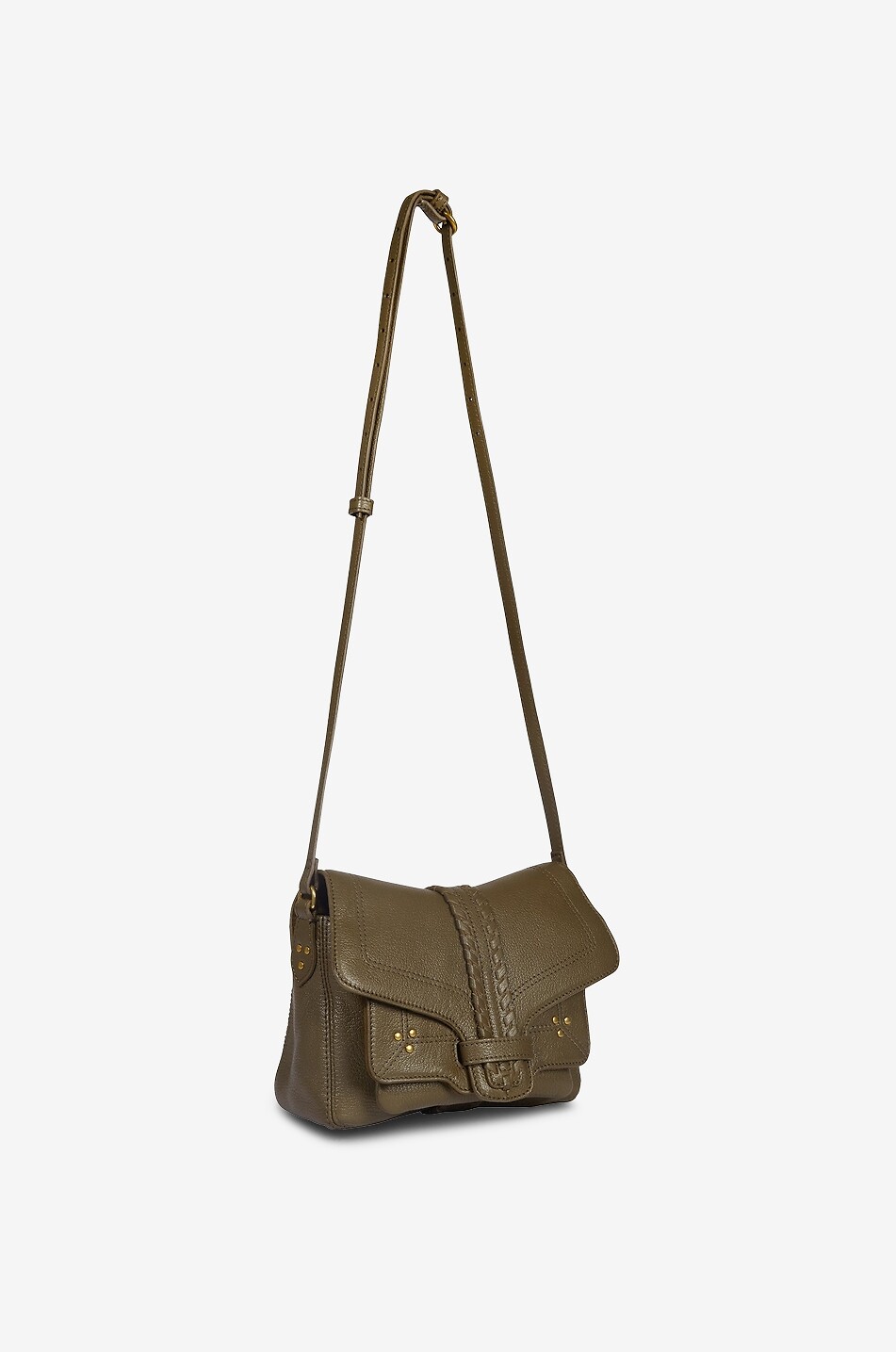 JEROME DREYFUSS Schultertasche aus genarbtem Leder mit Flecht-Detail Harry S Damen KHAKI 5