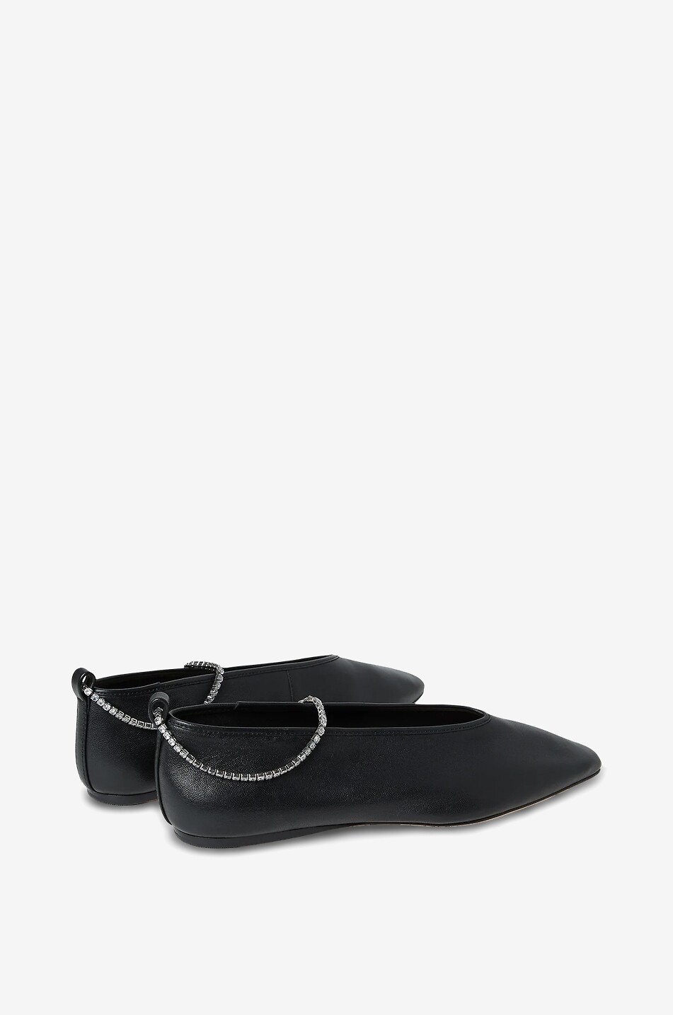LOEFFLER RANDALL Emery leather ballet flats with crystal ankle straps Women BLACK 3