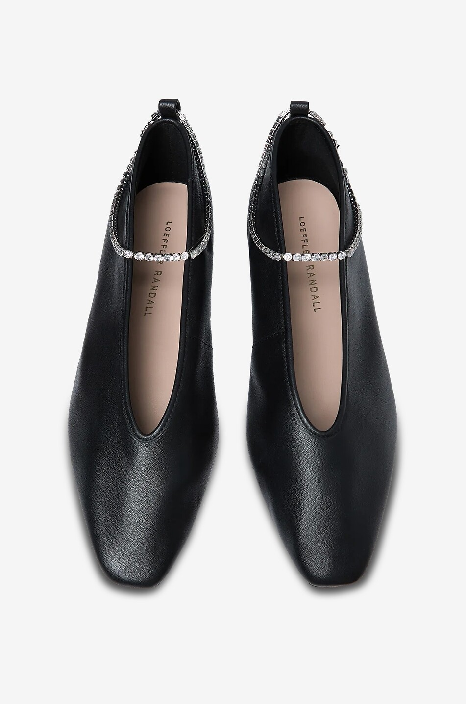 LOEFFLER RANDALL Emery leather ballet flats with crystal ankle straps Women BLACK 4