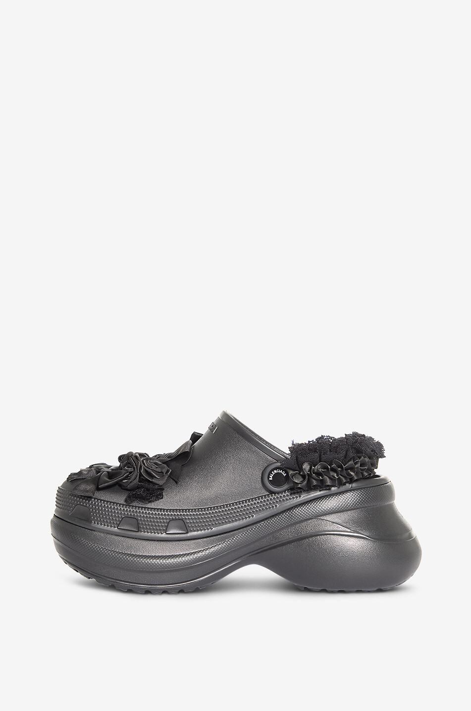 BALENCIAGA Plateau-Pantoletten aus Gummi mit Charms Crocs Jibbitz Damen SCHWARZ 3