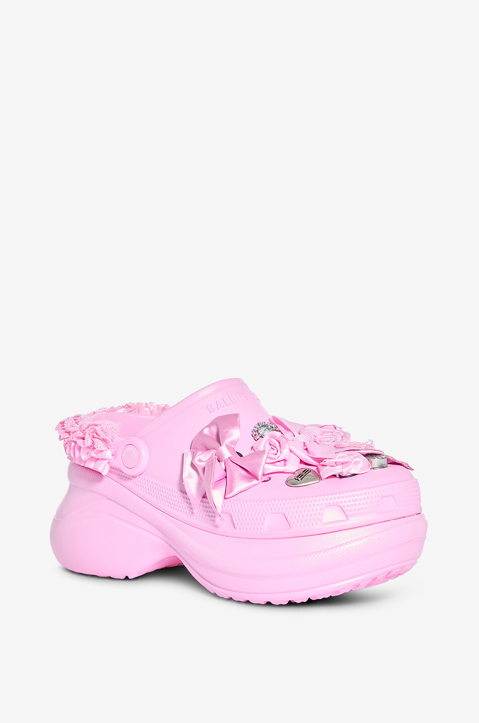 BALENCIAGA Plateau-Pantoletten aus Gummi mit Charms Crocs Jibbitz Damen ROSA 1