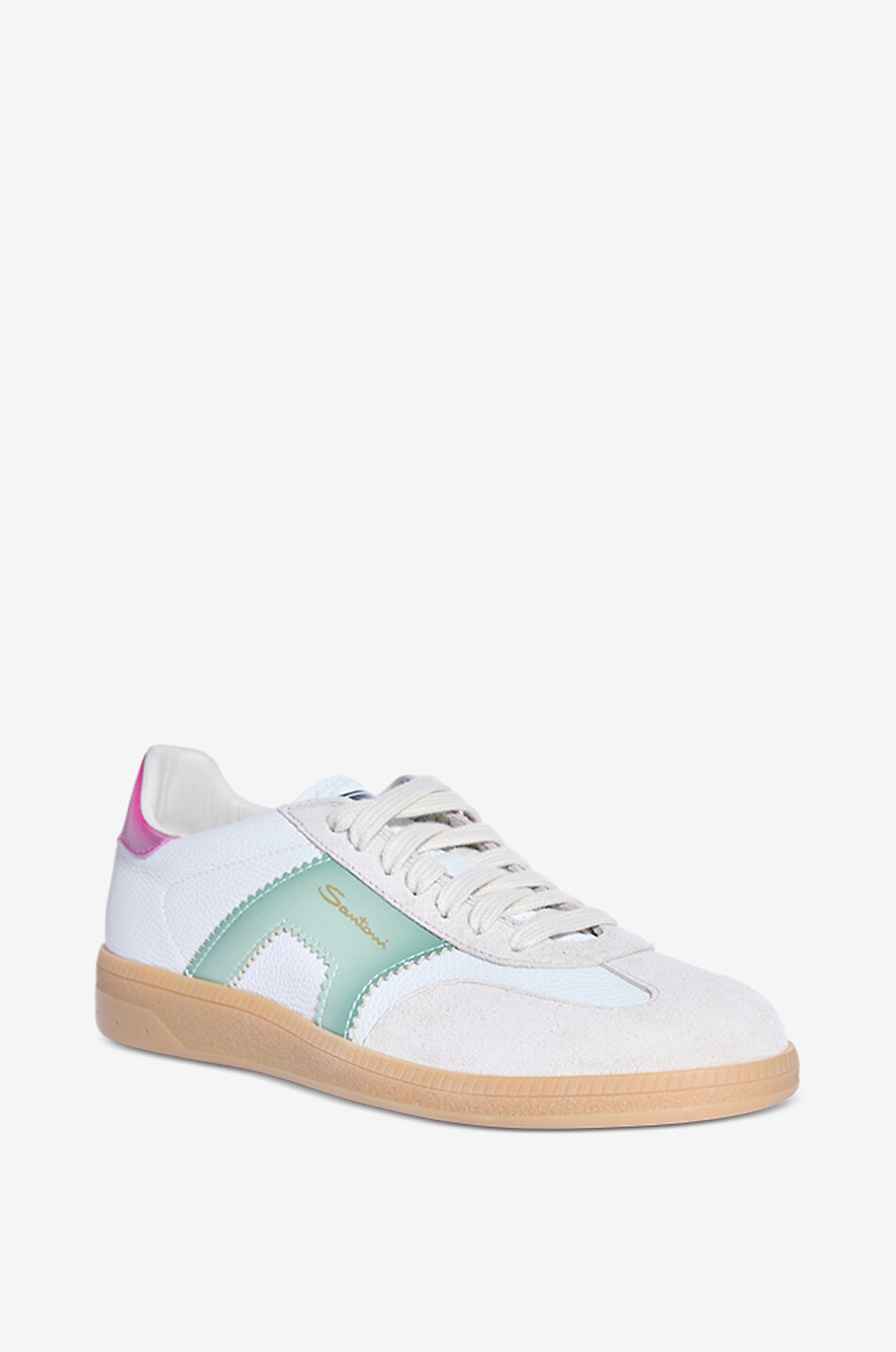 SANTONI DBS Oly leather low-top sneakers Women WHITE 1