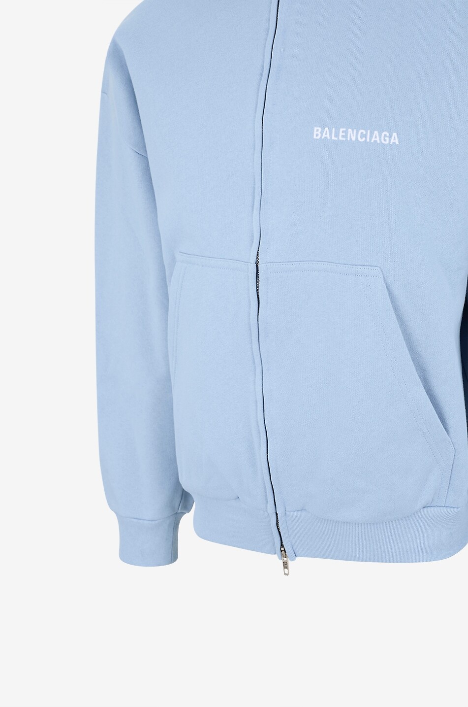 BALENCIAGA Sweat-shirt à capuche zippé en coton Balenciaga Back Fit Regular Homme BLEU CLAIR 3